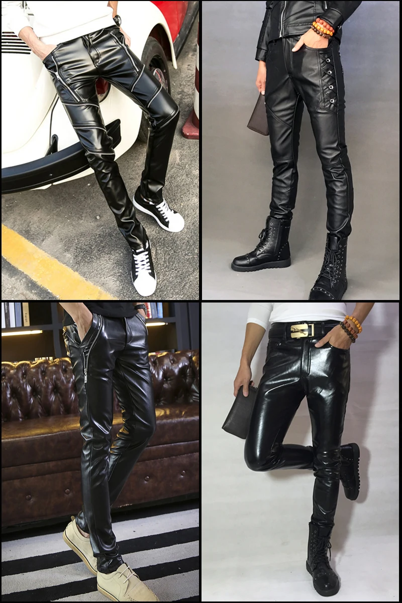 Мужские кожаные брюки, версия облегающих брюк из искусственной кожи, теплые мужские мотоциклетные брюки, модные брюки, Ropa De Hombre