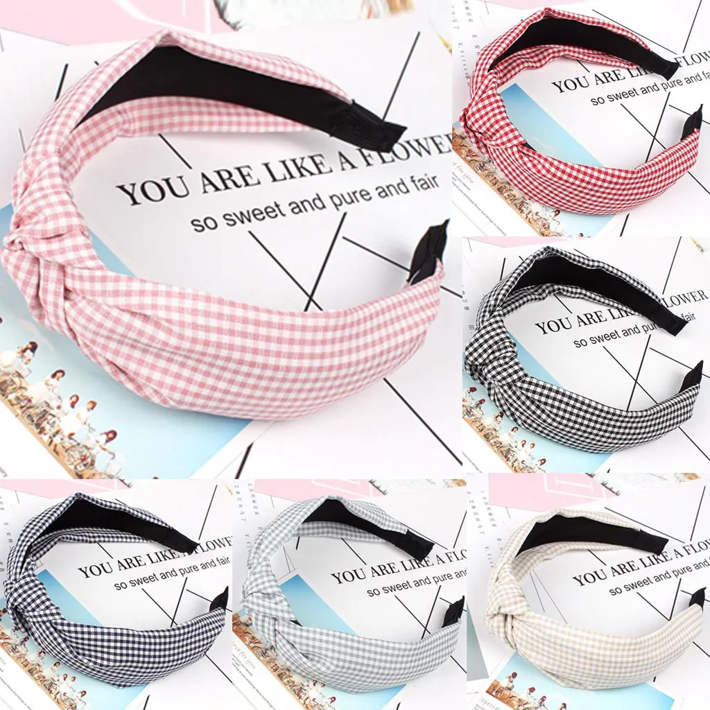 

Womens HairBand For Women Grid Hairband Bow Tie Velvet Wide-Brimm Headwrap Hair Bands For Women Haar Accessoires Opaska