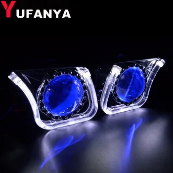 

2.5 inch mini bixenon projector lens car assembly kit U shape DRL led angel eye shrouds mask headlight fit H1 H4 H7 car retrofit