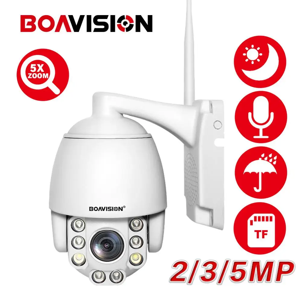 

Mini HD 1080P 3MP 5MP Wireless PTZ Speed Dome IP Camera WIFI Outdoor 5X Zoom IR 60m CCTV Security Camera Two Way Audio P2P CamHi