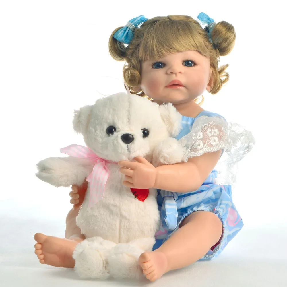 

23inch Full Silicone 57cm doll Boneca princess Dolls baby reborn toddler bathe toy modeling collectible doll babies hotsale