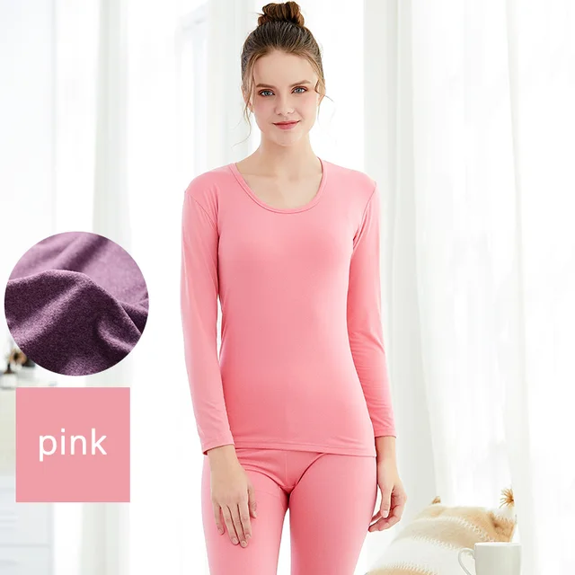 Woman Winter Warm Thermal Underwear Set For Women Solid Simple Elastic