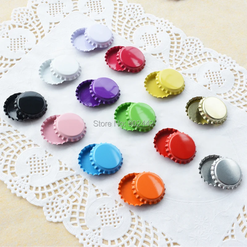 

Free Shipping 300 pcs/lot Regular Shape Double-Side Colored Bottle Caps For Scrap Booking DIY