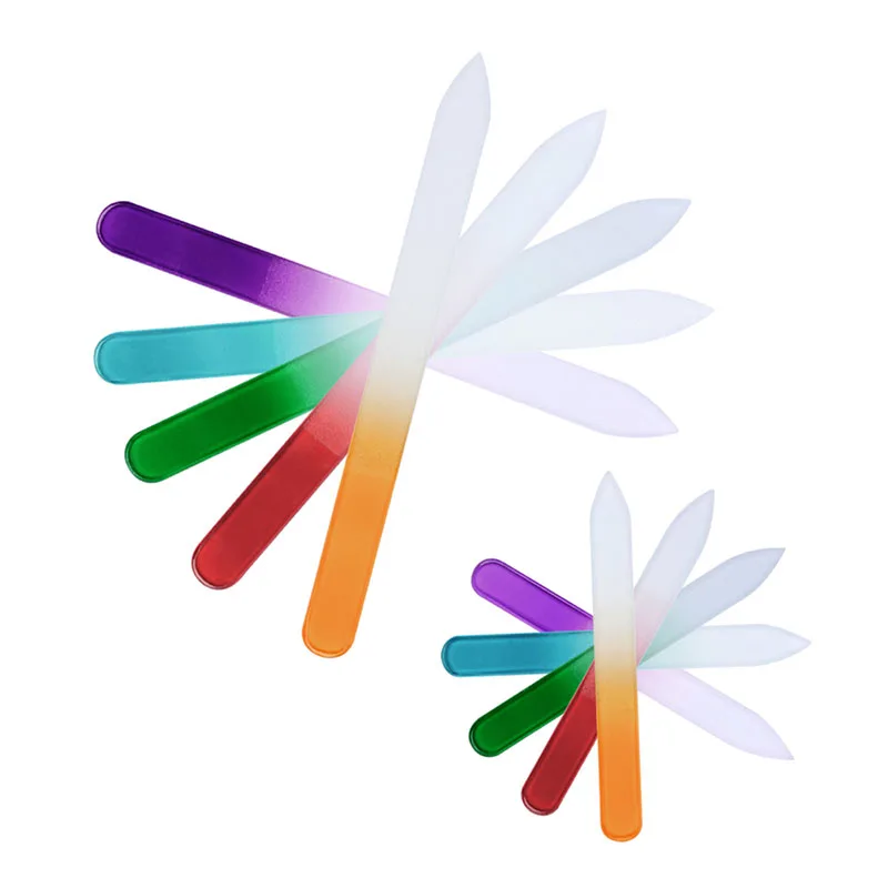 12pcs set 2 kinds size glass nail files Professional Glass Nail Files Polishing Tools Spray Color