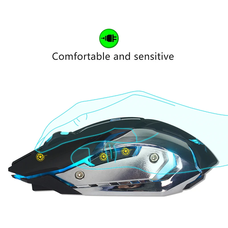 

Newly Wireless Ergonomic Mouse 2.4GHz Rechargeable Silent Optical Mice 7 LED Backlit for PC Gaming DC128