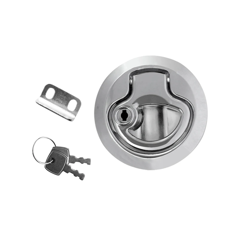 2″ Flush Mount Hatch Flush Pull Latch Marine Key Door Locking Hardware Accessory For Boat Marine Yacht 2-12mm Thickness Door