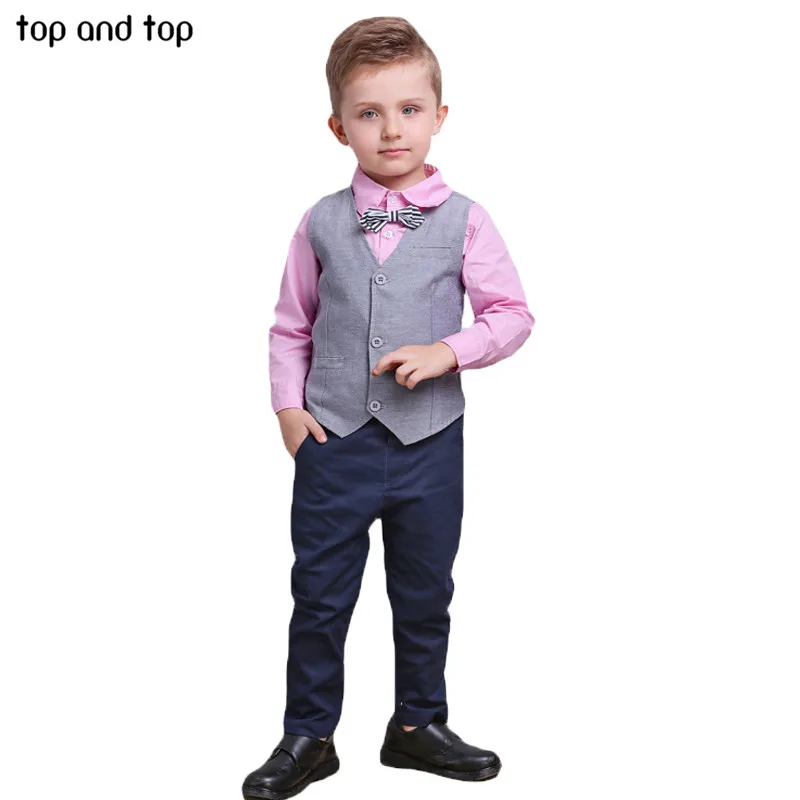 Cookie policy waistcoat,bowtie solid long sleeve shirt,long pants Packages: 1*Baby boy Touchme New Newborn Baby Boy Grey Waistcoat + Pants + Shirts Clothes Sets Suit 3pcs by Touch Me.