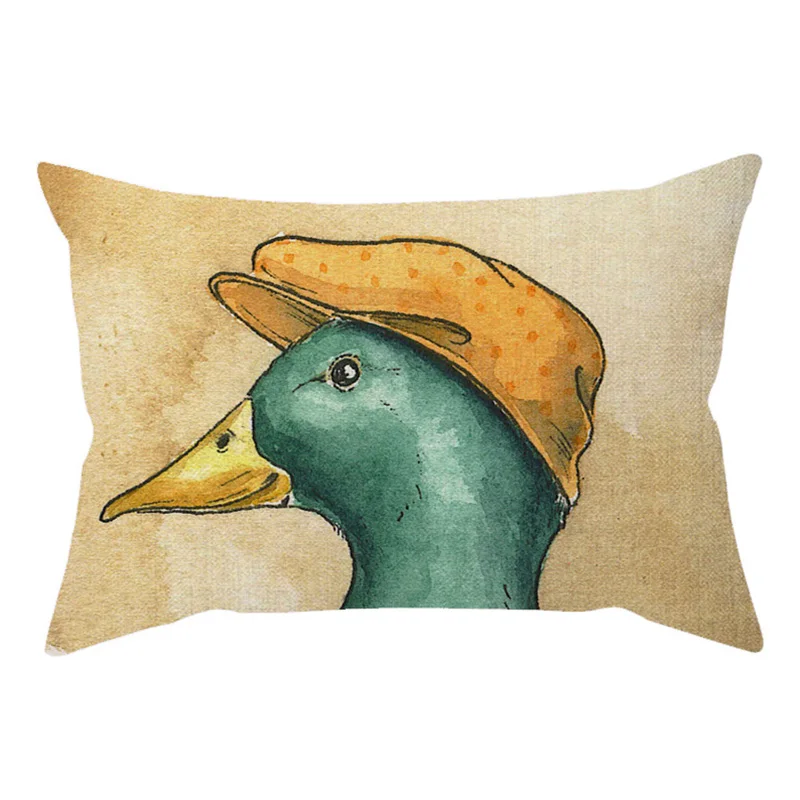 30x50cm Cute Animal Bird Wear a hat Colorful Vintage Sofa Decorative Throw Pillow Case Hen Crow Funny Car Chair Cushion Cover M088-6