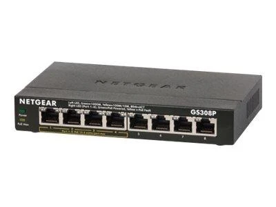 Netgear GS308P-100PES, Unmanaged, L3, Gigabit Ethernet (10/100/1000), Мощность через Ethernet (PoE)