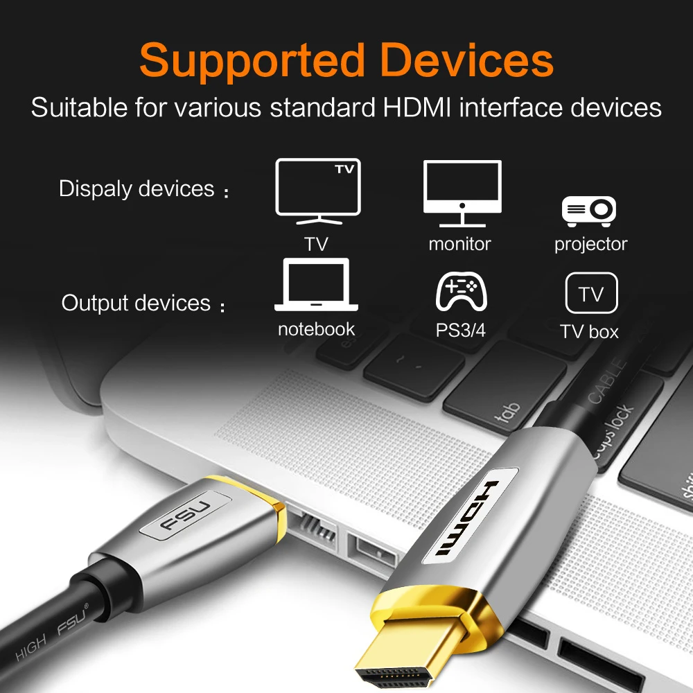 Позолоченная вилка HDMI 2,0 кабель 4K 1080P 3D HDMI к HDMI кабель из цинкового сплава, цинковый сплав 2/3/5/8/10/12 м кабель для PS4 Xbox проектор HDTV компьютера
