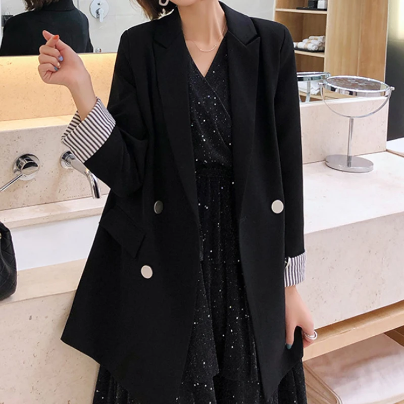 

Spring Autumn Women Black Cuff Striped Office Lady Causal Blazer Fashion Long Sleeve Jackets Elegant Work Blazers Feminino 5XL