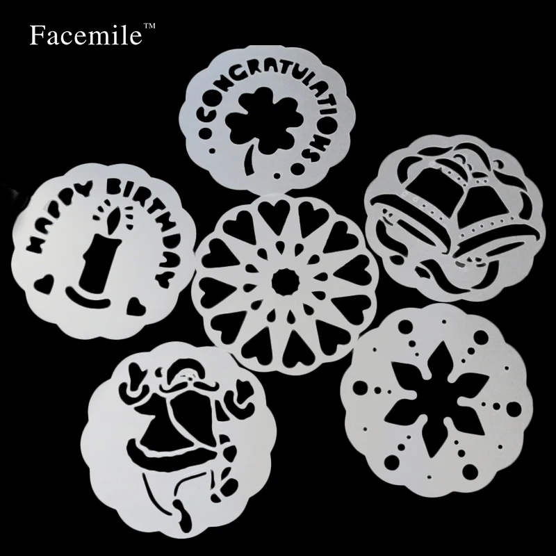 

Bakeware 6pcs Christmas Snowman Baking Kitchen Accessories Flower Fondant Cake Decorating Tool Cake Stencil Template Mold