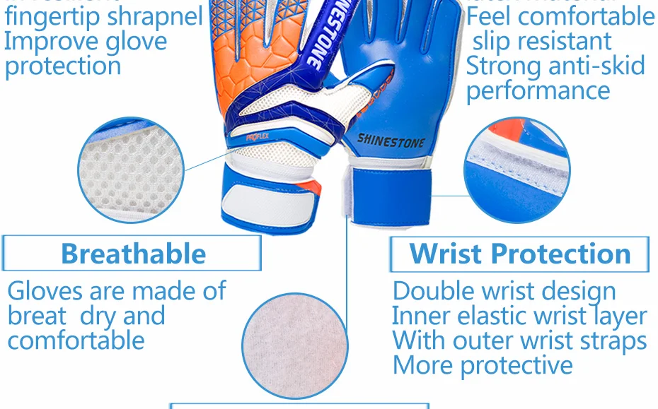 Профессиональные детские футбольные вратарские перчатки для мужчин и женщин футбольные Вратарские Перчатки Нескользящие Плотные Латексные перчатки защита пальцев