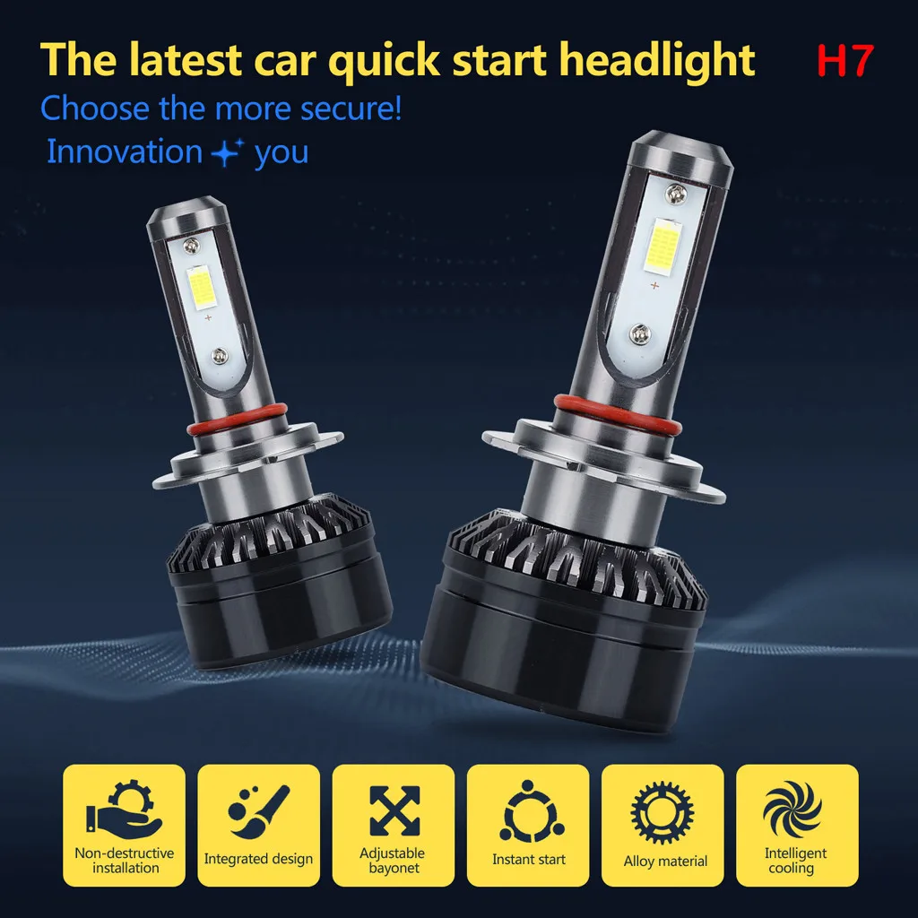 

2PCS Car LED Headlight EV6 60W 10000LM Car H7 Light LED Headlight Beam Bulb Conversion Kit 6000K Car styling Led Lamp For Auto