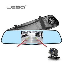 

LESA T1 Car DVR Auto 4.3 Inch Rearview Mirror Video Recorder Dual Lens Dash Camera Vehicle Parking Monitor Camcorder FHD 1080P