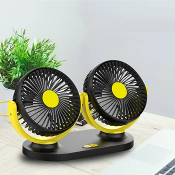 

Dual Head Shaking USB Fan 12V/24V Small Electric Fan for General Motor Vehicle Fan for Large Freight Vehicles for SUV Trucks