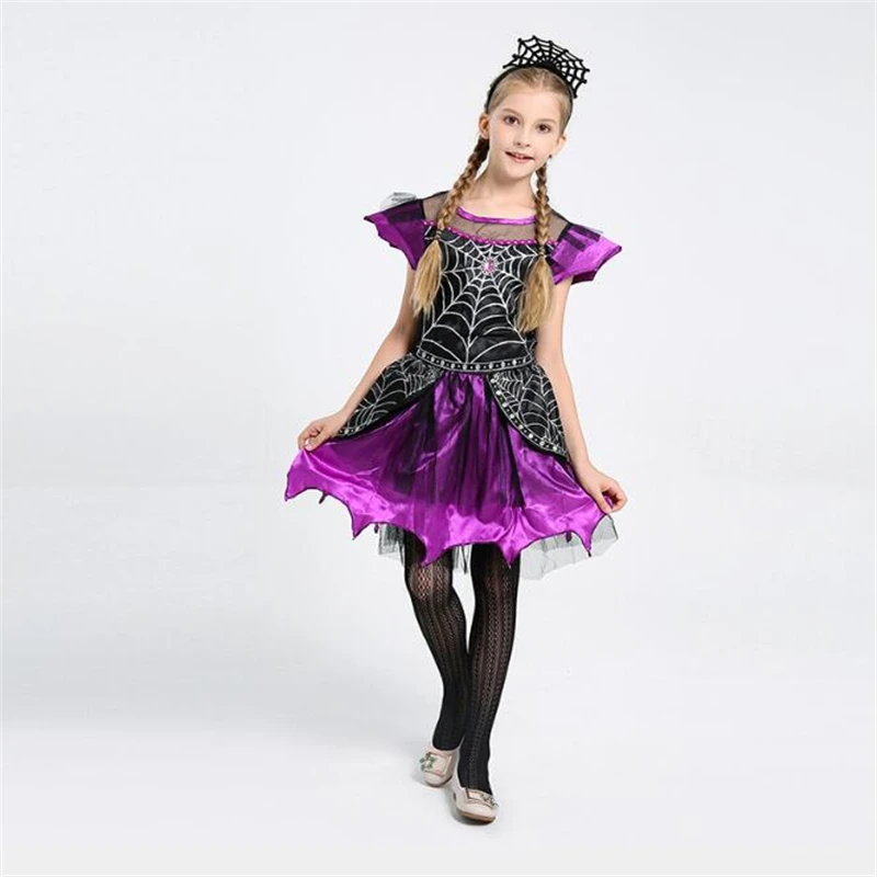 

New Arrival Girls Spider Queen Costume Fancy Kids Halloween Cosplay Dress