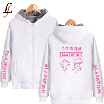 

Blackpink 2019 New Graphic Thick Warm Hoodies Sweatshirt Men/Women Zipper Harajuku Streetwear Sweatshirt K pop Clothes Selling