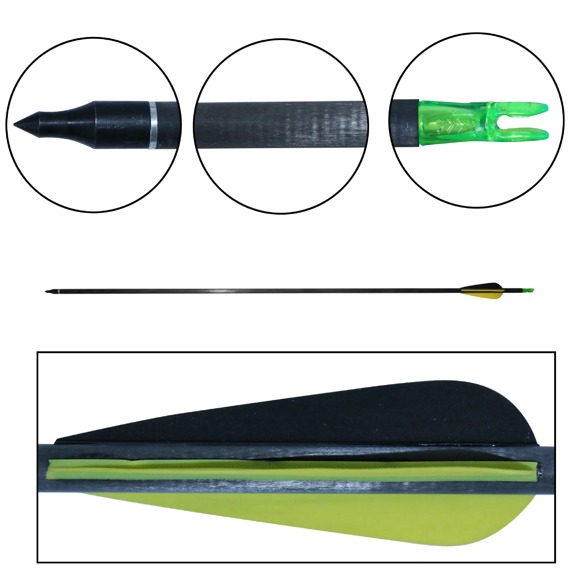 Two Yellow and One Black Carbon Arrows0