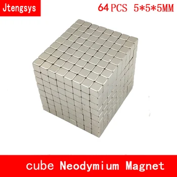 

64pcs Neodymium magnet 5x5x5 Rare Earth small Strong block permanent 5*5*5mm fridge Electromagnet NdFeB nickle magnetic square