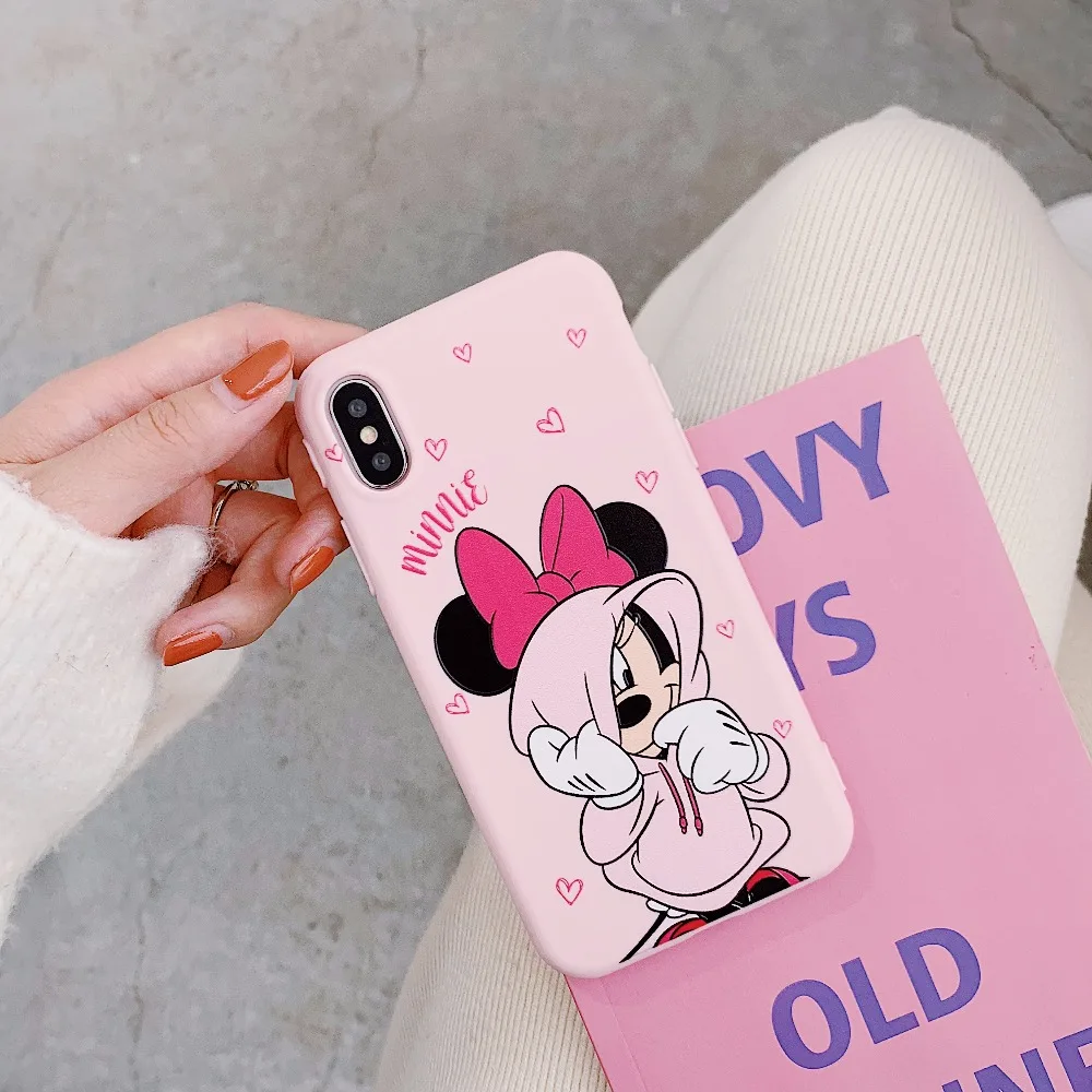 GYKZ Cartoon Mickey Minnie Mouse Couple Case For iPhone 7 X XS MAX 6 6s 8 Plus Cute Pink Heart Phone Shell For iPhone XR Coque