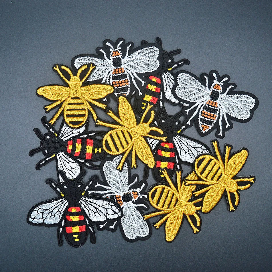 

10PCS/LOT Quality mini Bee patch Embroidery applique iron on patch Decoration Accessories Embroidered patch for clothing T-shirt