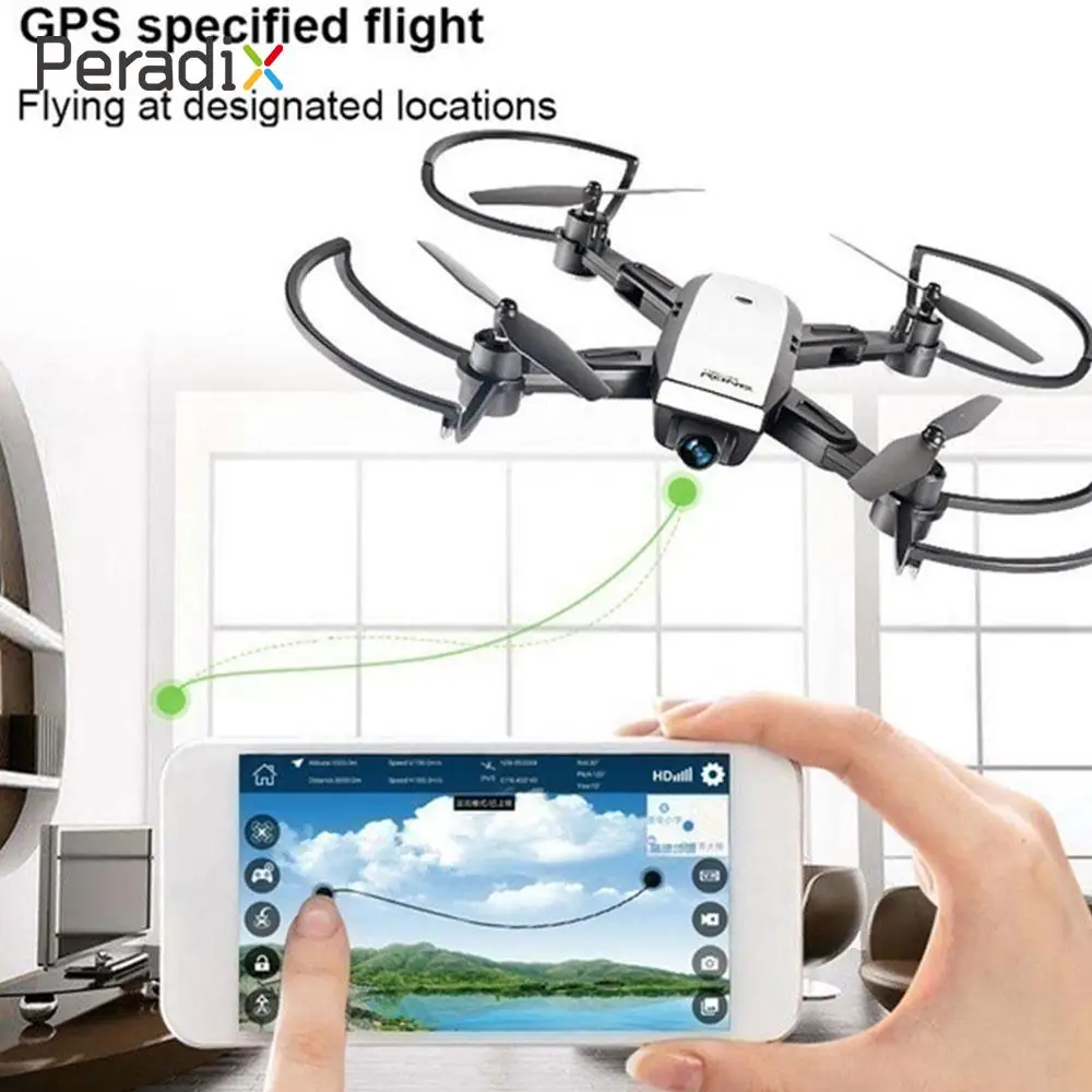

Peradix 4CH 6-Axis Gyro 1080P Drone WIFI 2.4Ghz GPS Hover Speed Adjustable Headless Mode One Key Take Off One Key Return
