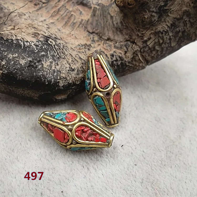 

1pcs/lot 11*21mm Nepal handmade Buddha beads Brass Inlaid spacer beads for bracelets jewelry accessories