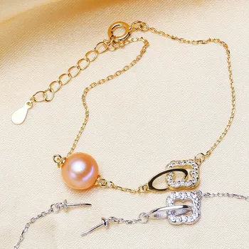 

2 Color 925 Silver Pearl Bracelet Mountings Bangle Exquisite Shining Findings Jewelry Parts Fittings Accessories, 3pcs/lot