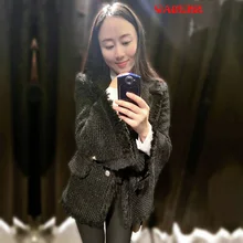 Импортная ткань, модный кардиган, твидовый жакет, Забавный рукав, весна-осень, женский Кардиган с длинным рукавом, куртка