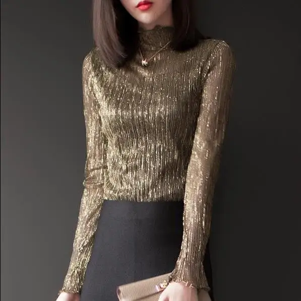 Blusas Doradas Blusas Brillantes 2020 Outfit Camisa Satinada