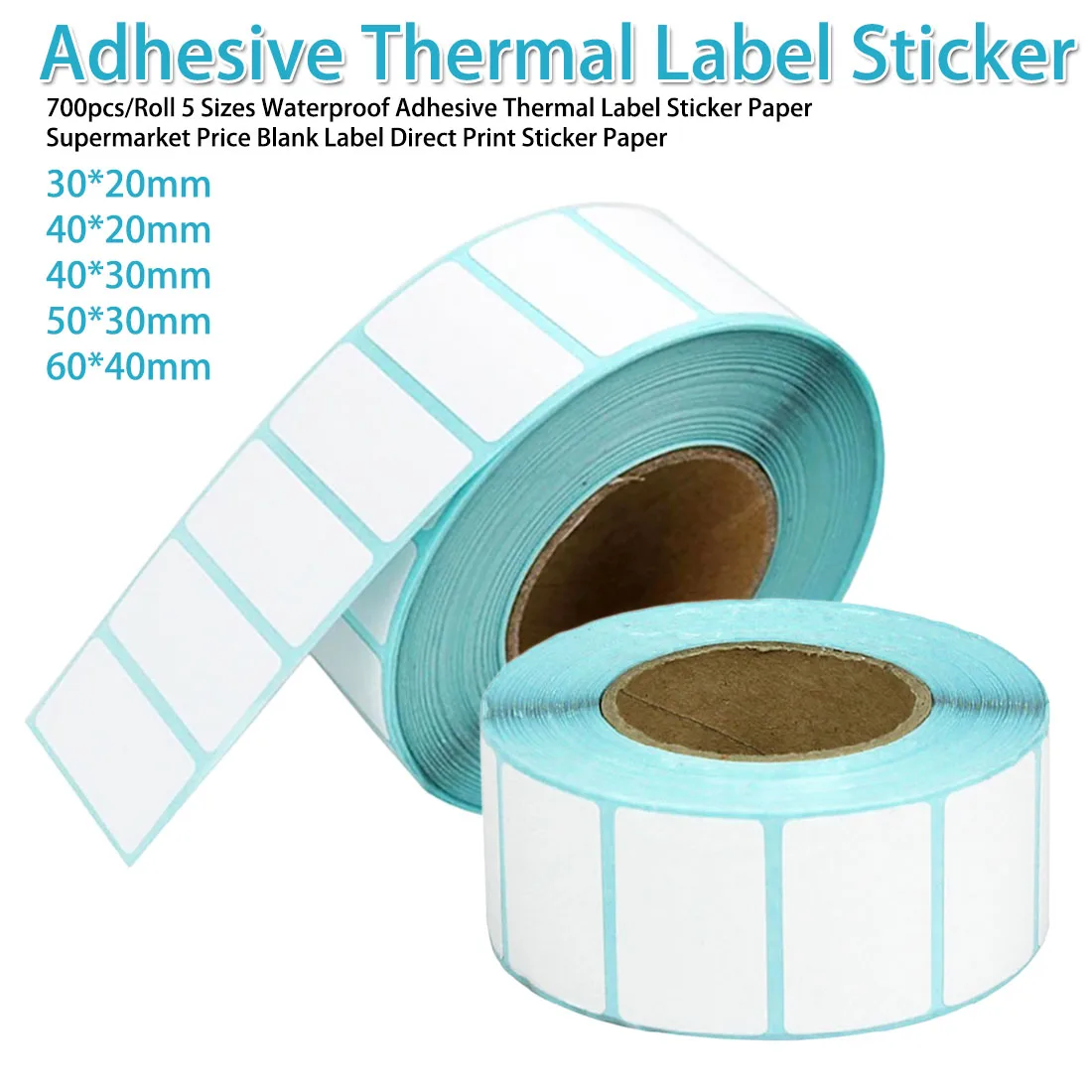 

700pcs/Roll 6 Sizes Waterproof Adhesive Thermal Label Sticker Paper Supermarket Price Blank Label Direct Print rolling paper