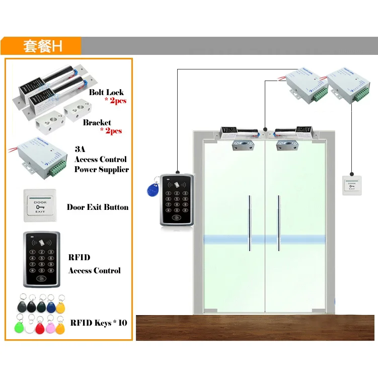 RFID система контроля доступа комплект деревянные очки двери набор + Eletric магнитный замок + ID карты Keytab + поставщик питания + кнопка выхода