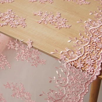 

LASUI 1 yard New For custom-made dress decoration soft mesh Hollow High-end Blue,pink,3D flower embroidery mesh lace fabric