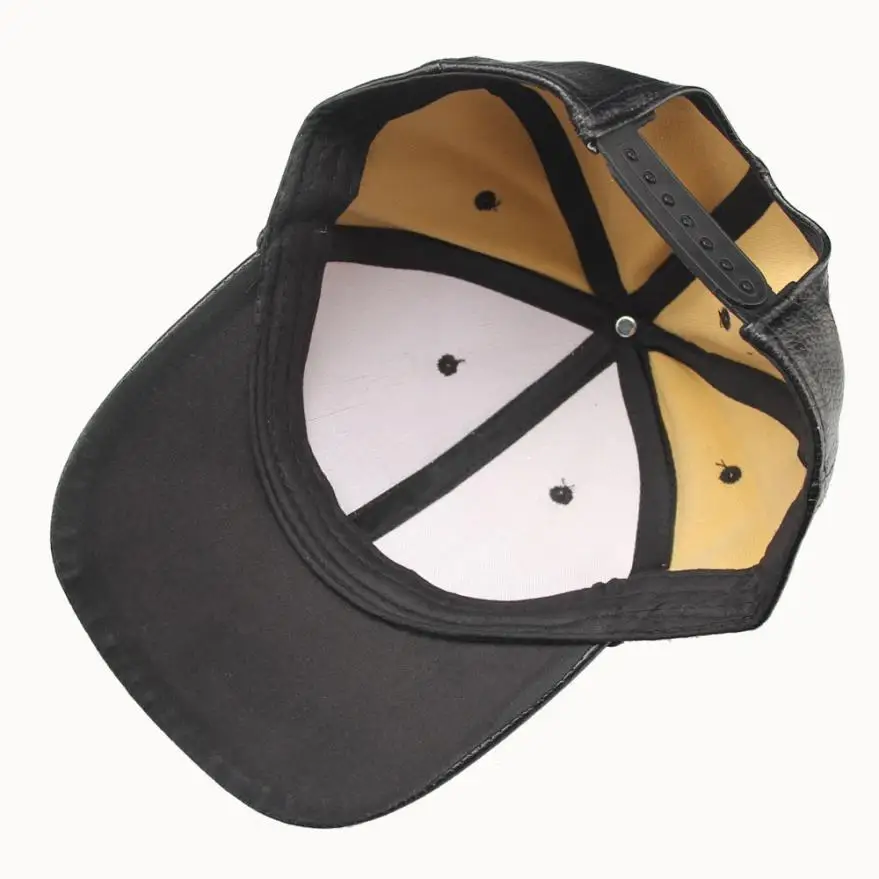 De cuero de los hombres de sombreros de Color sólido casuales de la Pu de la Moto del sombrero del Snapback Gorra de béisbol de los hombres mujer liso curvado Sunhat Gorra baseball #18