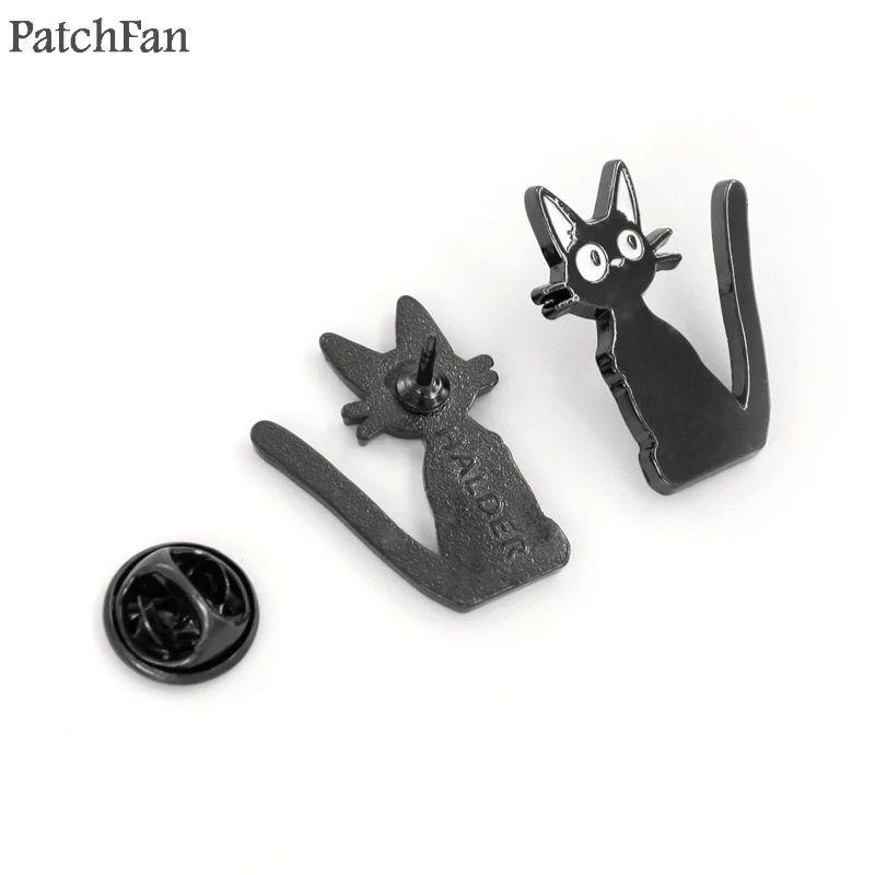 Patchfan Kiki службы доставки черная кошка металлическая Глянцевая шпильки медаль para рюкзак рубашка Броши Одежда Значки для мужчин и женщин A1691