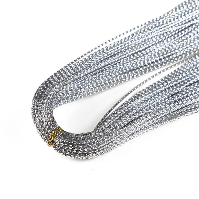 Диаметр 0,5 мм золотого и серебряного цвета атласный нейлоновый шнур идеально подходит для самостоятельного изготовления ювелирных изделий, аксессуаров для ожерелья 100 м - Цвет: Silver