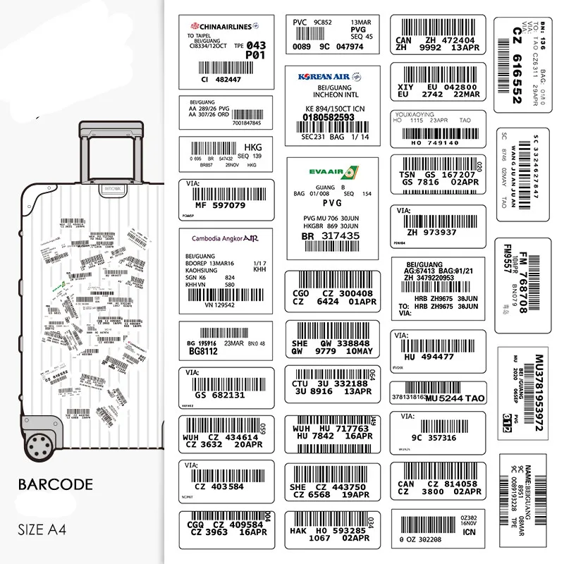 35 шт штрих-код наклейка индивидуальная багажная наклейка на чемодан чехол на колесиках Наклейка на скейтборд