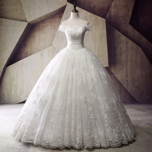 Vraie Princesse Robes de Mariée Robe de noiva 2019 Col bateau Vintage Robes de Mariée En