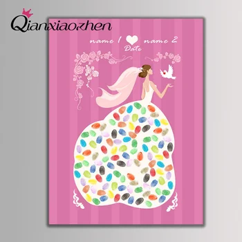 

Qianxiaozhen Personalized Bride Fingerprint Wedding Guest Book Wedding Decoration Mariage Gastenboek Arbol De Huellas Para Boda
