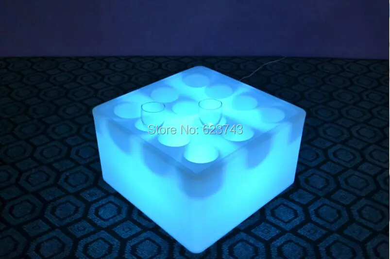 

Waterproof 12 Holes Light Up LED Square Serving Tray Multi Colors Rechargeable Flashing LED fruit drinks Bars trays Holder light