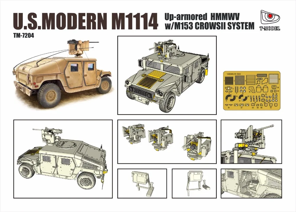 T-MODEL TM-7204 1/72 U. S. HMMWV M1114 w/M153 CROWSII-Scale модельный комплект