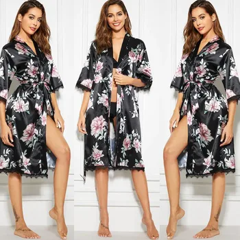 

Women Lace Print Lingerie Nightwear Underwear Robe Babydoll Slip Night Sleepwear Robes