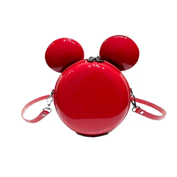 

Cartoon Mickey Bag 2018 Fashion New Handbag High quality PU Leather Shiny Mini Cute Large Ear Round Bag Shoulder Messenger Bags
