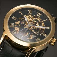SHENHUA Skeleton Clock Men Leather Strap Mens Watches Top Brand Luxury Automatic Steampunk Watch Montre Homme