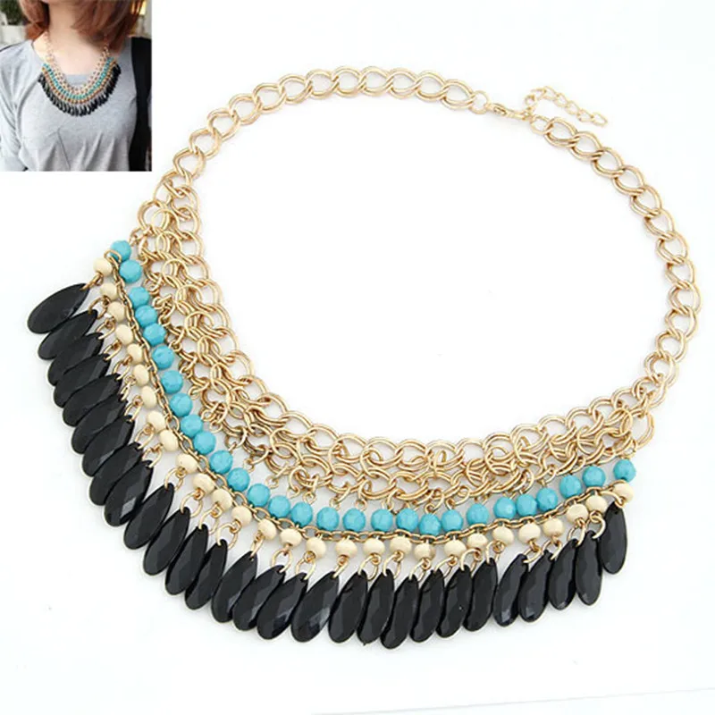 Fashion Korean Bohemian Statement Choker Necklace Collier femme Beads Necklaces & Pendants Maxi Necklace Women Accessories
