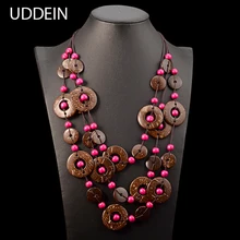 UDDEIN богемное массивное ожерелье для женщин, Многослойные Бусины, деревянная подвеска, длинное ожерелье, винтажное Бохо ювелирное изделие, воротник ручной работы