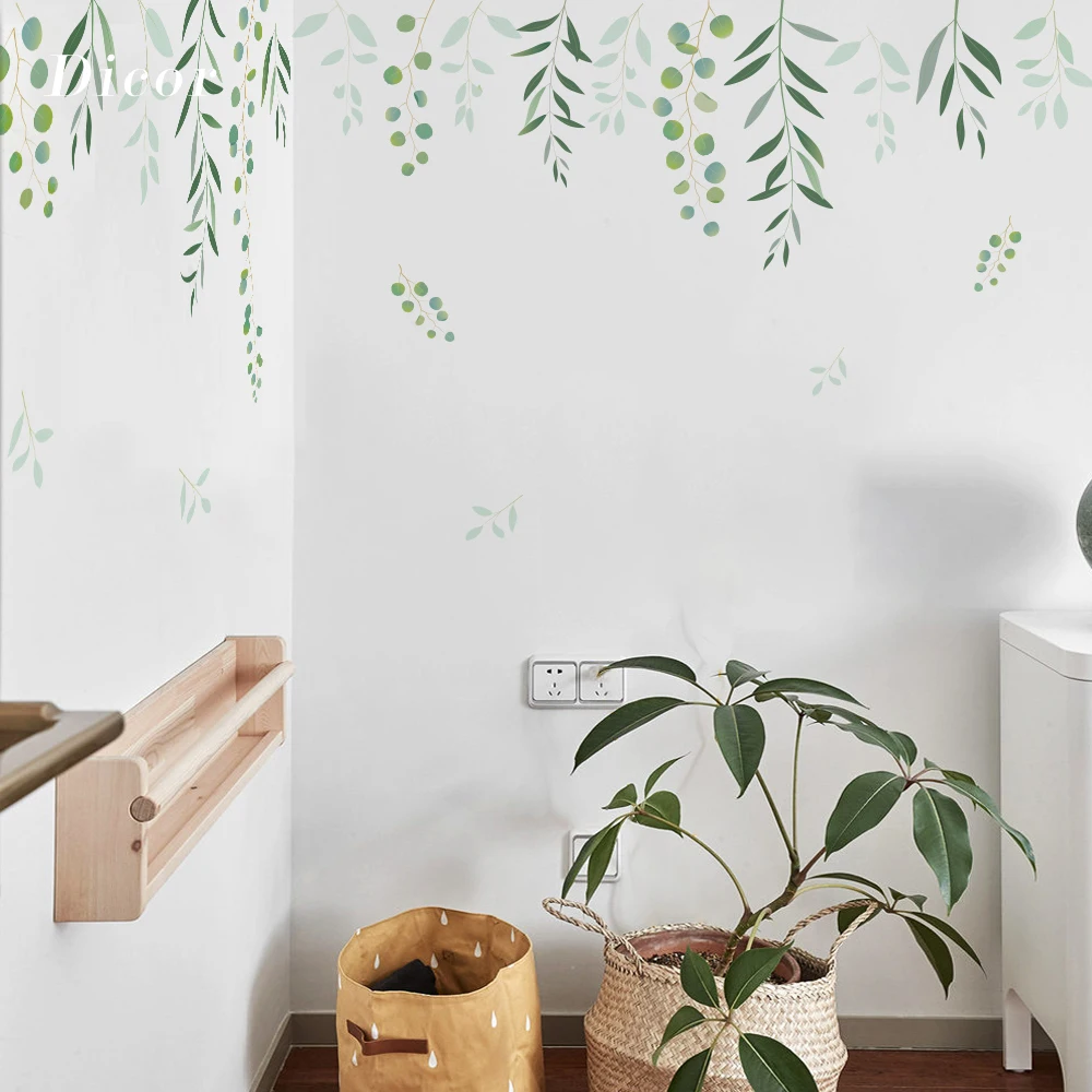 

2019 Summer Fashion Green Leaves Vine Wall Stciker Livingroom Decor Creative DIY 2 Pcs/Set QT1204KJ-3MB/MN
