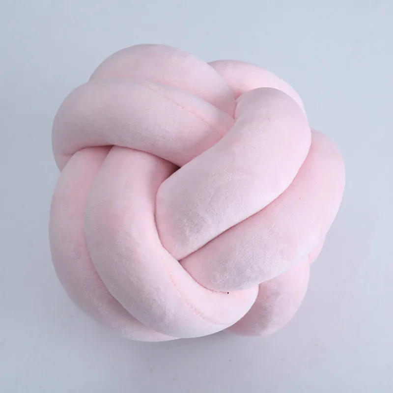 

Creative Pink Knot Ball Cushion Pillow Handmade Round Solid Color Sofa Chair Back Cushions Chlidren Kids Bedroom Decoration
