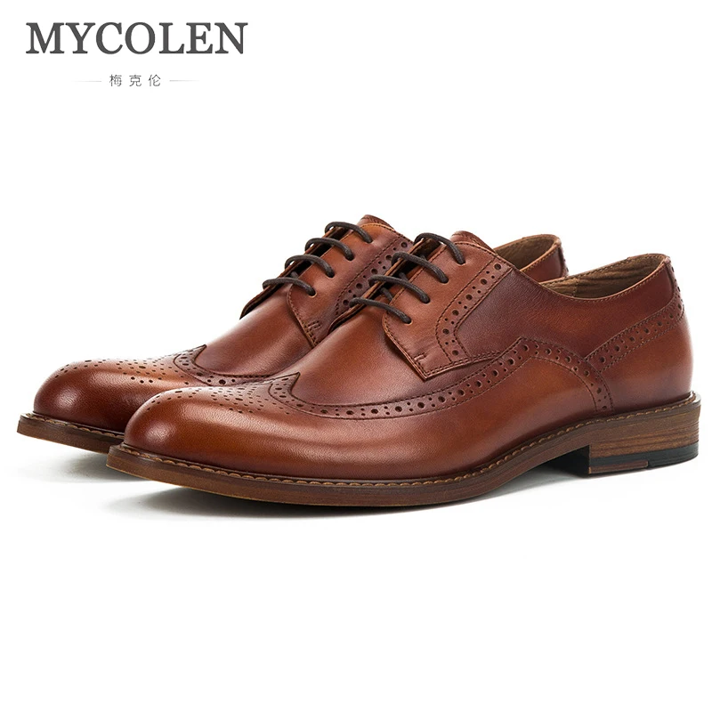 

MYCOLEN New Original Handmade Men'S Shoes New Fashion England Dress Shoes Men'S Leather Low Shoes Leather Retro Brogue Shoes
